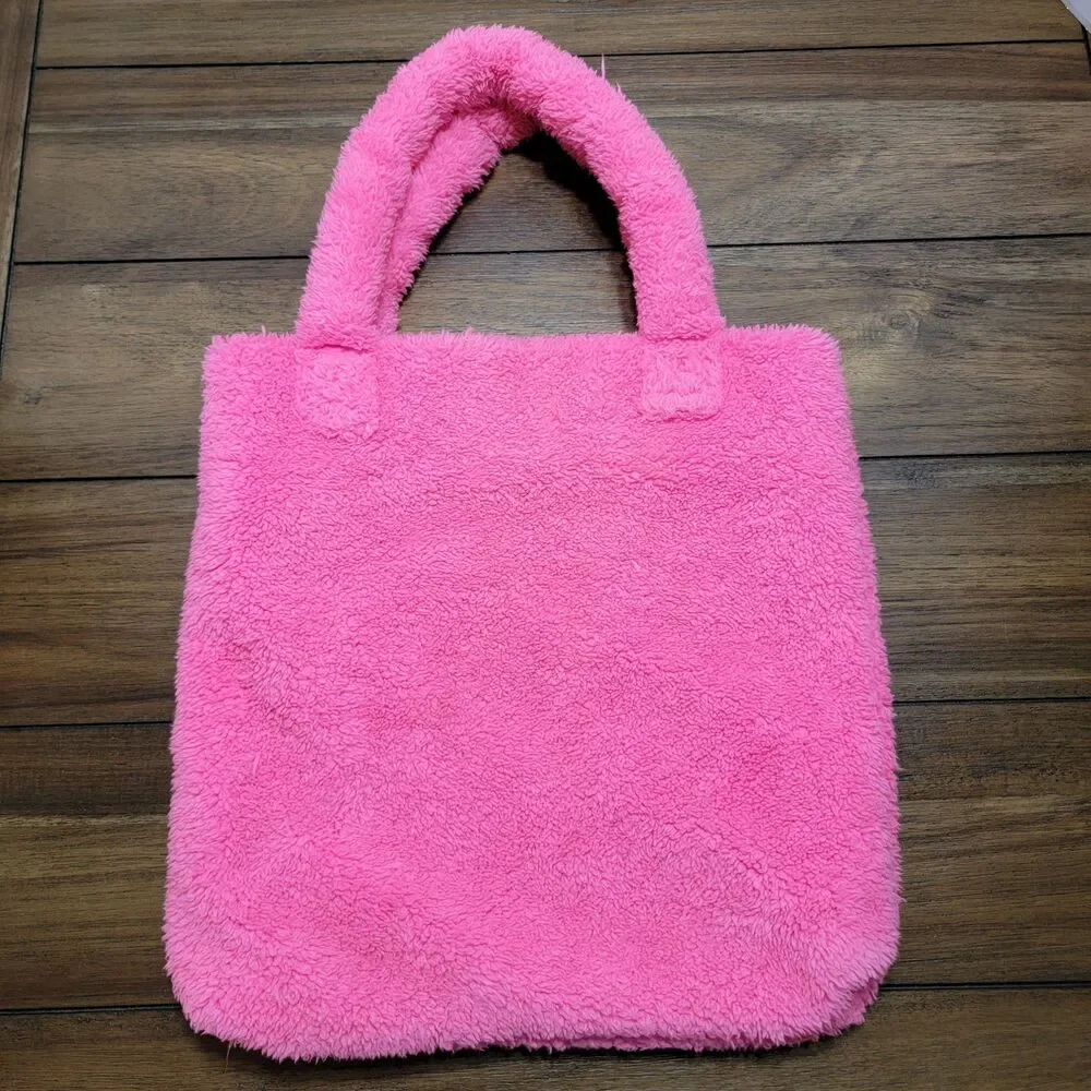 Justice Neon Pink Sherpa Tote / Bag